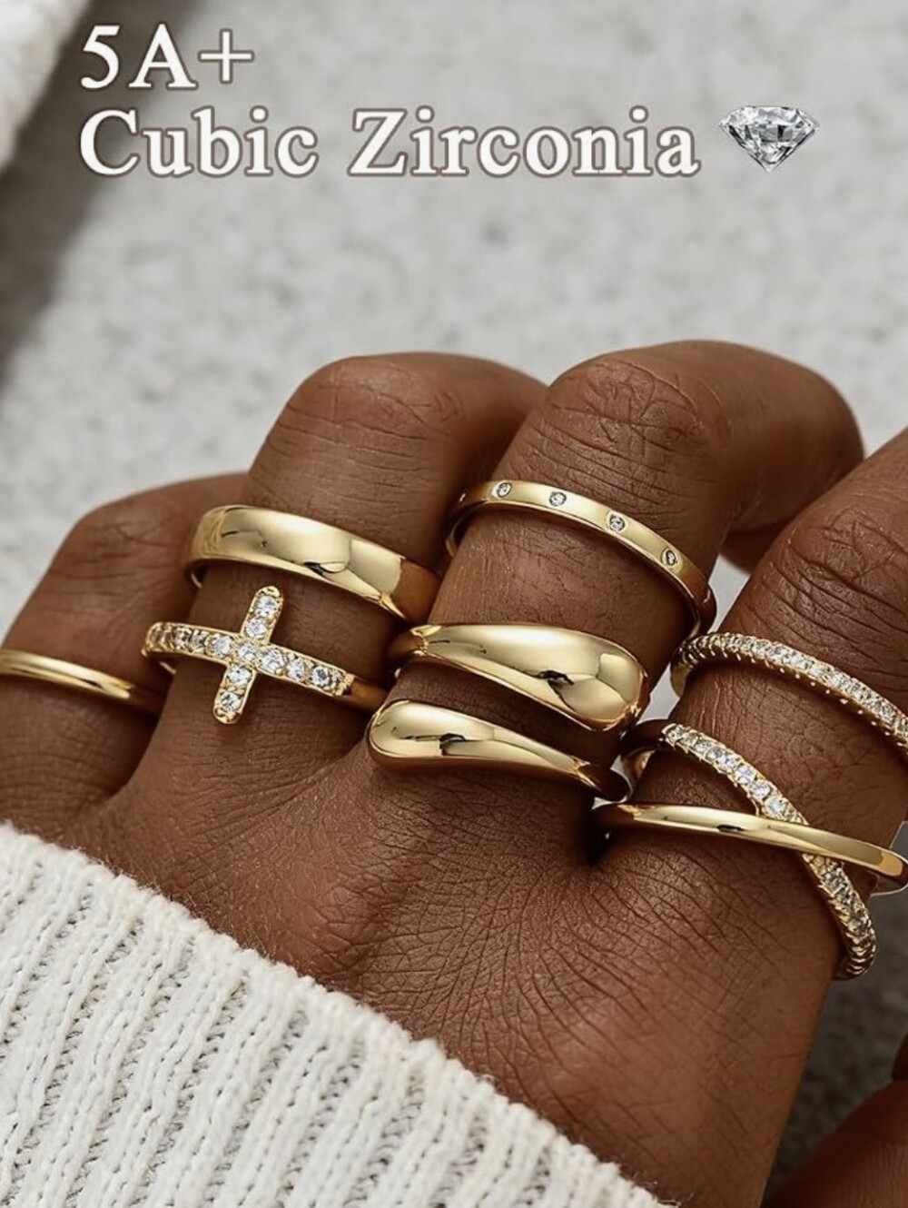 Gold Stackable Ring Set - Picture 3 of 7